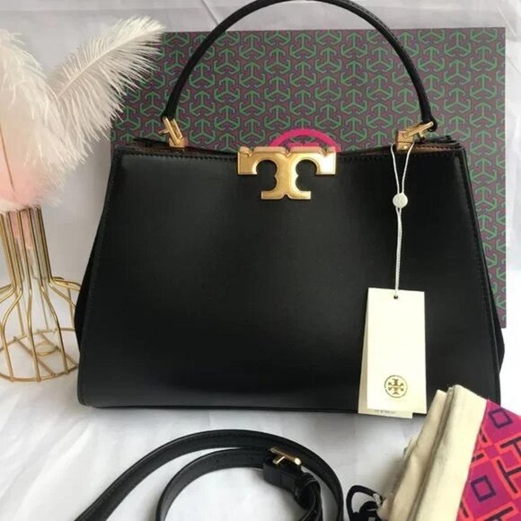 Tory Burch Eleanor Satchell Black Crossbody Tote Bag - Picture 1 of 8